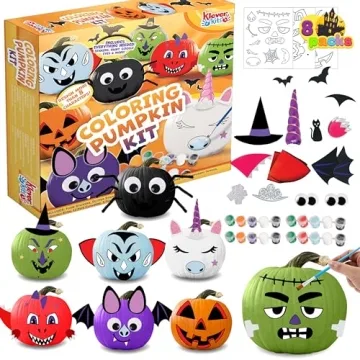 Klever Kits Halloween Pumpkin Decorating Kit, Halloween Arts and Craft Party Favors for Kids, Pumpki...