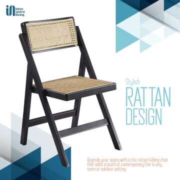 ISL Furnishings Ibiza Rattan Folding Chair Set of 2
