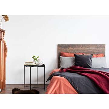 danpinera Small Round Side Table, Metal Side Table with Fabric Storage Basket for Nursery, Living Room, Bedroom, Bathroom, Black