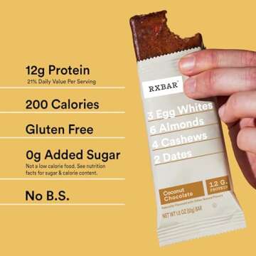 RXBAR Protein Bars, Protein Snack, Snack Bars, Coconut Chocolate, 22oz Box (12 Bars)