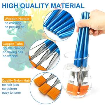 GACDR 1 inch Flat Paint Brushes for Acrylic Painting,12 Pieces Large Synthetic Paint Brushes Bulk wi...