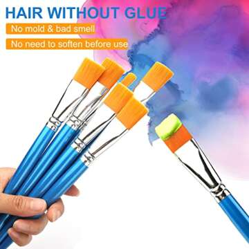 GACDR 1 inch Flat Paint Brushes for Acrylic Painting,12 Pieces Large Synthetic Paint Brushes Bulk with Wooden Handle for Acrylic, Watercolor, Oil, Crafts, Face Body Art