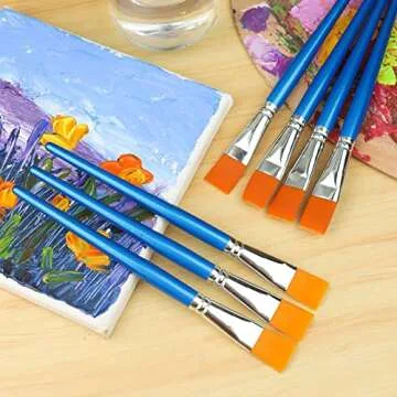 High-Quality 12-Piece Flat Paint Brush Set for Artists