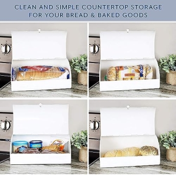 AuldHome Rustic White Bread Box for Vintage Kitchen Style