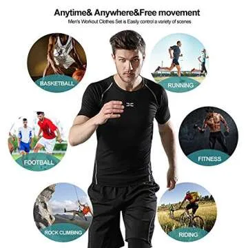 Leglocher Mens Compression Pants Jacket Suit Fitness Athletic Workout 5Pcs Clothes Outfit Apparel Gym Outdoor Running Grey