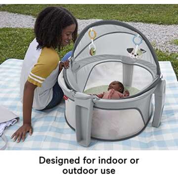 Fisher-Price Portable Bassinet On-The-Go Baby Dome, Travel Play Space with Developmental Newborn Toys & Canopy, Puppy Perfection
