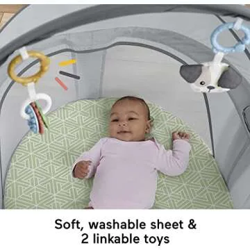 Fisher-Price Portable Bassinet On-The-Go Baby Dome, Travel Play Space with Developmental Newborn Toys & Canopy, Puppy Perfection