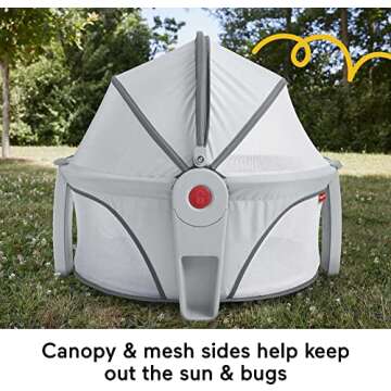 Fisher-Price Portable Bassinet On-The-Go Baby Dome, Travel Play Space with Developmental Newborn Toys & Canopy, Puppy Perfection