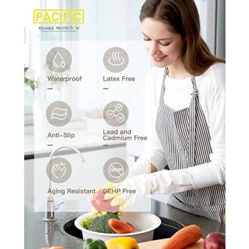 PACIFIC PPE PVC Dishwashing Cleaning Gloves, Reusable Unlined Kitchen Gloves, Non-Slip, Large
