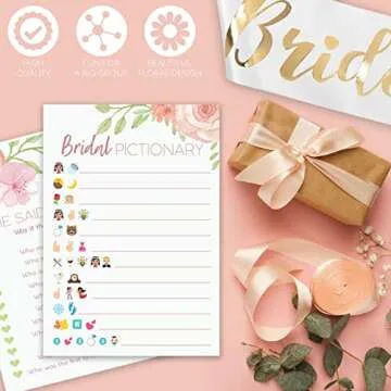 Floral Bridal Shower Games Set with Luxury Accessories
