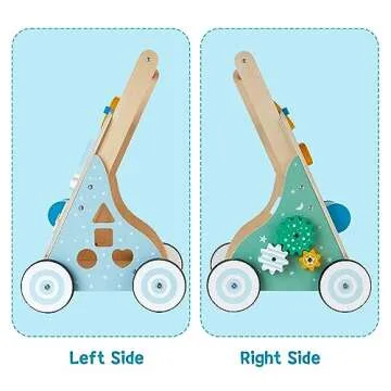 medoga Wooden Baby Walker, 10 in 1 Baby Activity Center Walker Adjustable Wood Toddler Walker Push Walker Toy for Boys and Girls (BW001)
