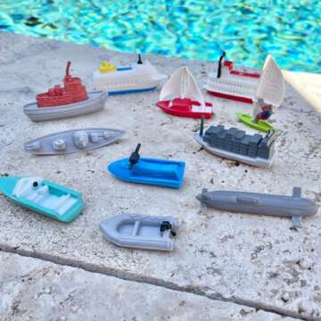Safari Ltd. In the Water TOOB - Figurines of Jet Ski, Raft, Submarine, Motorboat, Windsurfer, Battle...