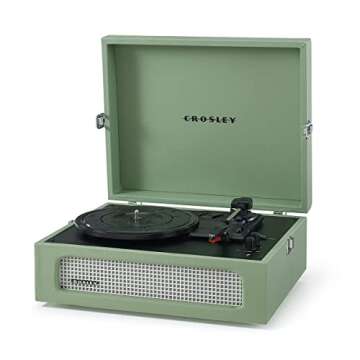 Crosley CR8017A-SA Voyager Vintage Portable Vinyl Record Player Turntable with Bluetooth Receiver an...