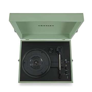 Crosley CR8017A-SA Voyager Vintage Portable Vinyl Record Player Turntable with Bluetooth Receiver and Built-in Speakers, Sage