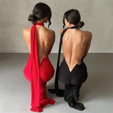 ABYOVRT Women Sexy Backless Bodycon Sleeveless Open Back Maxi Dress Going Out Elegant Party Cocktail Long Dress (B-Black, M)