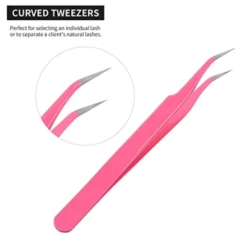 Stainless Steel Tweezers for Eyelash Extensions - 2pcs Set
