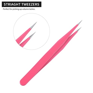 Stainless Steel Tweezers for Eyelash Extensions - 2pcs Set