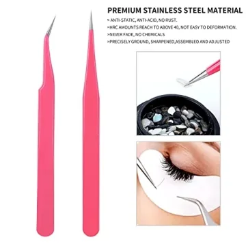 Stainless Steel Tweezers for Eyelash Extensions - 2pcs Set