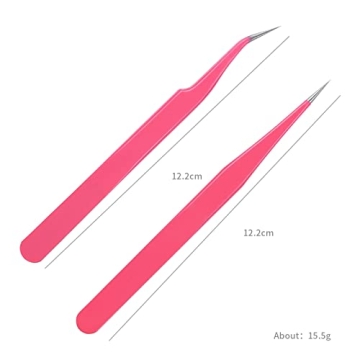 Stainless Steel Tweezers for Eyelash Extensions - 2pcs Set