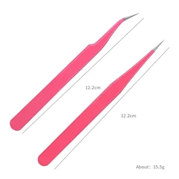 Stainless Steel Tweezers for Eyelash Extensions - 2pcs Set