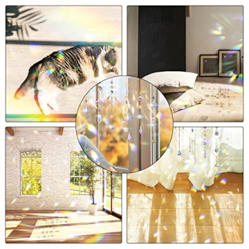 BBdis 6Pieces Crystals Suncatcher, Hanging Sun Catchers with Chain Pendant Ornament Colorful Crystal Suncatchers Prisms for Window Home Wedding Party Christmas Garden Decor