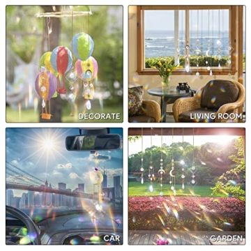 BBdis 6Pieces Crystals Suncatcher, Hanging Sun Catchers with Chain Pendant Ornament Colorful Crystal Suncatchers Prisms for Window Home Wedding Party Christmas Garden Decor