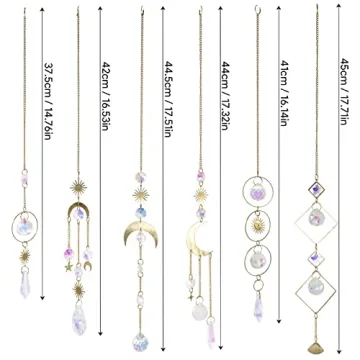 BBdis 6Pieces Crystals Suncatcher, Hanging Sun Catchers with Chain Pendant Ornament Colorful Crystal Suncatchers Prisms for Window Home Wedding Party Christmas Garden Decor