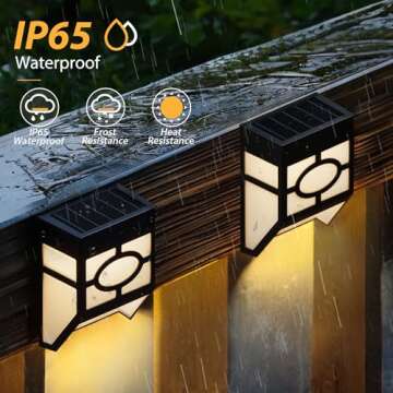 Otdair Solar Lights Outdoor, 2Modes Decorative LED Solar Fence Lights Waterproof, Solar Deck Lights for Deck, Fence, Patio, Yard, Pathway, Front Door, Warm White/Multicolour Changing, 8 Pack