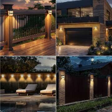 Otdair Solar Lights Outdoor, 2Modes Decorative LED Solar Fence Lights Waterproof, Solar Deck Lights for Deck, Fence, Patio, Yard, Pathway, Front Door, Warm White/Multicolour Changing, 8 Pack