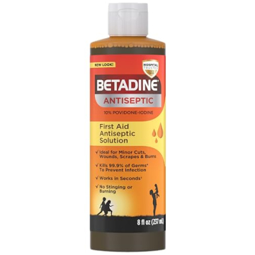 Betadine Antiseptic Liquid First Aid Solution, Povidone-iodine 10%, Infection Protection, Kills Germ...