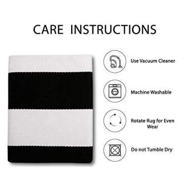 IOHOUZE Black White Striped Rug - Durable and Stylish