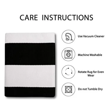 IOHOUZE Black White Striped Rug - Durable and Stylish