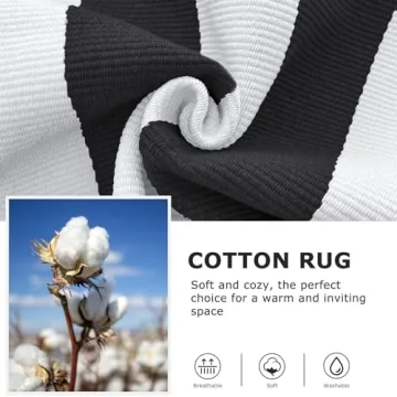 IOHOUZE Black White Striped Rug - Durable and Stylish