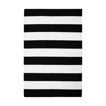 IOHOUZE Black White Striped Rug - Durable and Stylish