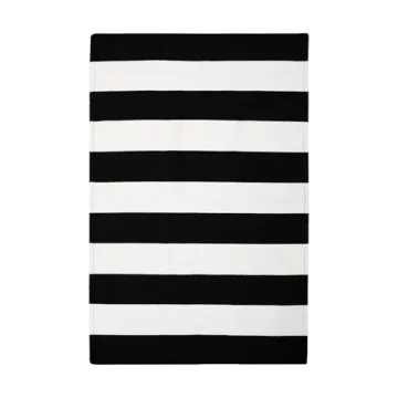 IOHOUZE Black White Striped Rug - Durable and Stylish