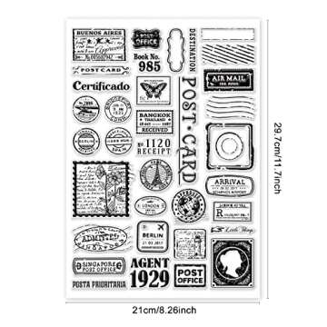 GLOBLELAND Stamp Postmark Postcard Clear Stamps for DIY Scrapbooking Big Size Silicone Clear Stamp Seals for Cards Making Photo Journal Album Decoration, 29.7x21cm/11.7x8.3inch