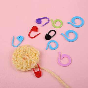 JUPEAN Complete Knitting and Crochet Accessories, Knitting Supplies Kit with Stitch Markers Plastic Sewing Needles Cable Needles for Sewing and Weaving