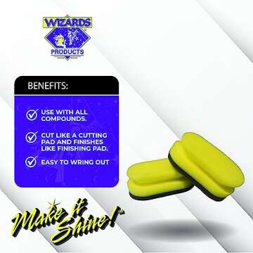 Wizards Exterior Detailing Tools Foam Detail Pad Set - 2 Pcs for Streak-Free Car Care