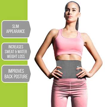 Nicole Miller Waist Trainer 12" Sweat Belt Trimmer Weight Shaper Exercise Gray
