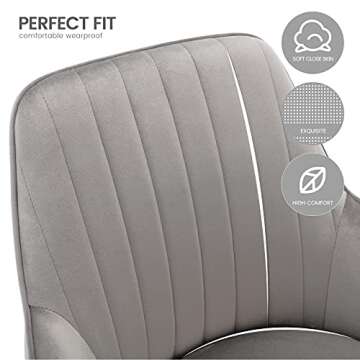 Gold Thumb Velvet Dinning Chair Set of 2 Mid-Back Accent Chair Modern Leisure Armchair with Gold Plating Legs Upholstered Living Room Chair (Silver Gray)