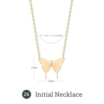 Gold Initial Butterfly Necklace - Dainty Personalized Jewelry