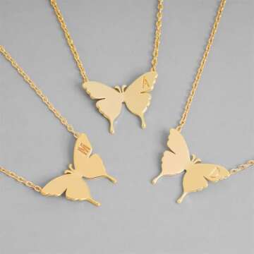 Gold Initial Butterfly Necklace - Dainty Personalized Jewelry