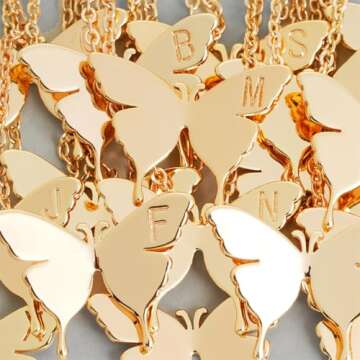 Gold Initial Butterfly Necklace - Dainty Personalized Jewelry