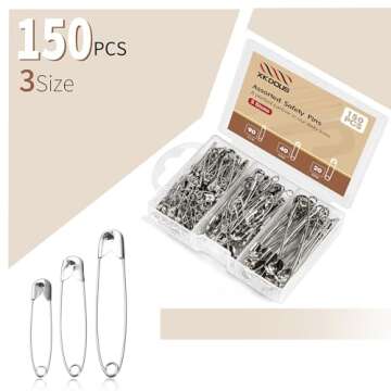 XKDOUS 150 Pcs Assorted Safety Pins - Durable & Reliable