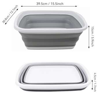 SAMMART 10L Collapsible Tub – Foldable Dish Tub – Portable Washing Basin – Space Saving Plasti...