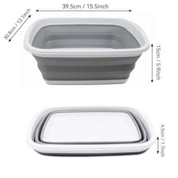 SAMMART 10L Collapsible Tub – Foldable Dish Tub – Portable Washing Basin – Space Saving Plasti...