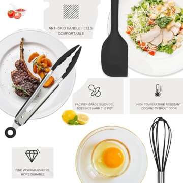 5PCS Silicone Rubber Spatula Cooking Utensils Set,Food Grade BPA-Free Spatulas for kitchen Use, Heat Resistant Spatula for Cooking & Baking, Dishwasher Safe