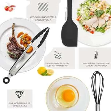 5PCS Silicone Rubber Spatula Cooking Utensils Set,Food Grade BPA-Free Spatulas for kitchen Use, Heat Resistant Spatula for Cooking & Baking, Dishwasher Safe
