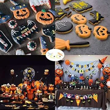 Halloween Cookie Cutters - 5 Pieces Cookie Cutters Shape Witch's Hat, Pumpkin, Ghost, Bat, Cat for Baking Decorative Party Supplies