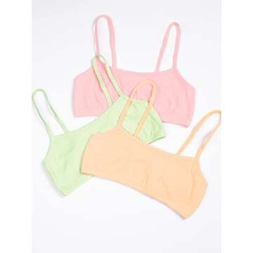 Fruit of the Loom Girls' Big Cotton Spaghetti Strap Sport Bra in Fun Colors